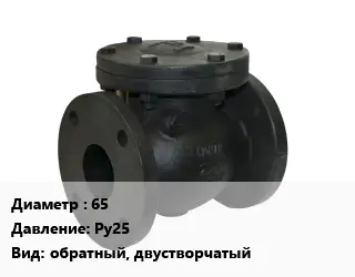 Клапан чугунный 65 Ру25 обратный, двустворчатый